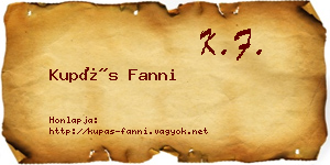Kupás Fanni névjegykártya